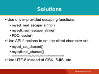 MYTH
“Unsafe data comes from
users―if it’s already in the
database, then it’s safe.”
MYTH
 