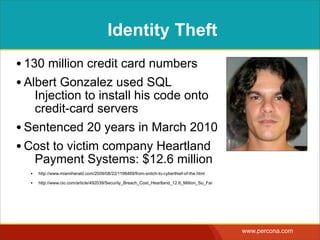 ARCHOS
• Christmas 2014
• “French smartphone maker Archos was
compromised by a SQL injection attack last
Christmas, resulting in the leak of up to 100,000
customer details.”
• http://www.scmagazineuk.com/up-to-100k-archos-customers-compromised-by-sql-injection-attack/article/395642/
 