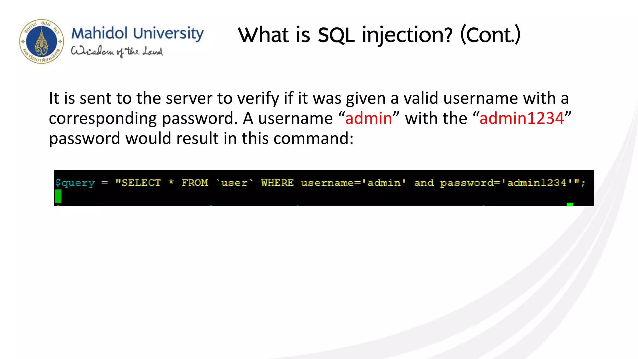 SQL injection prevention techniques | PPT