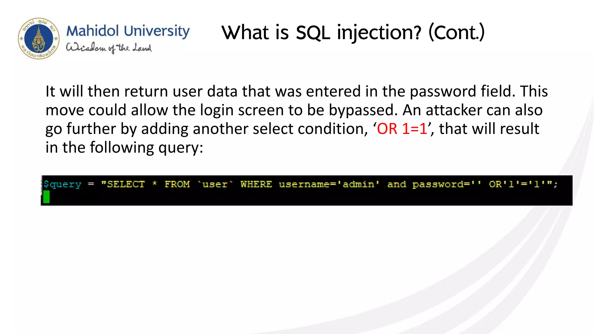 SQL injection prevention techniques | PPT