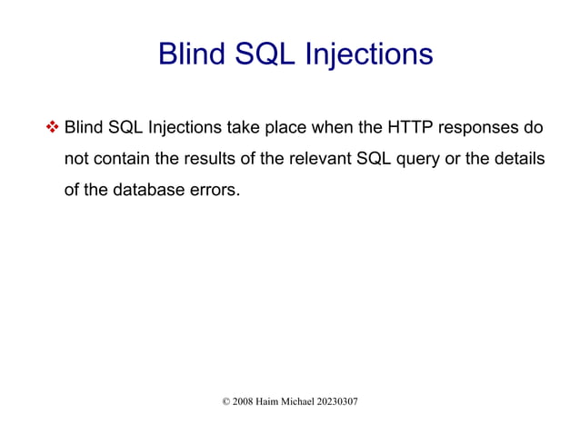 Introduction to SQL Injections | PPT