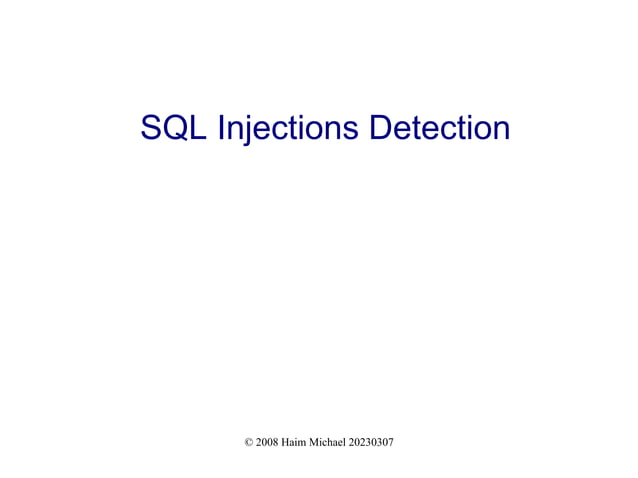 Introduction to SQL Injections | PPT