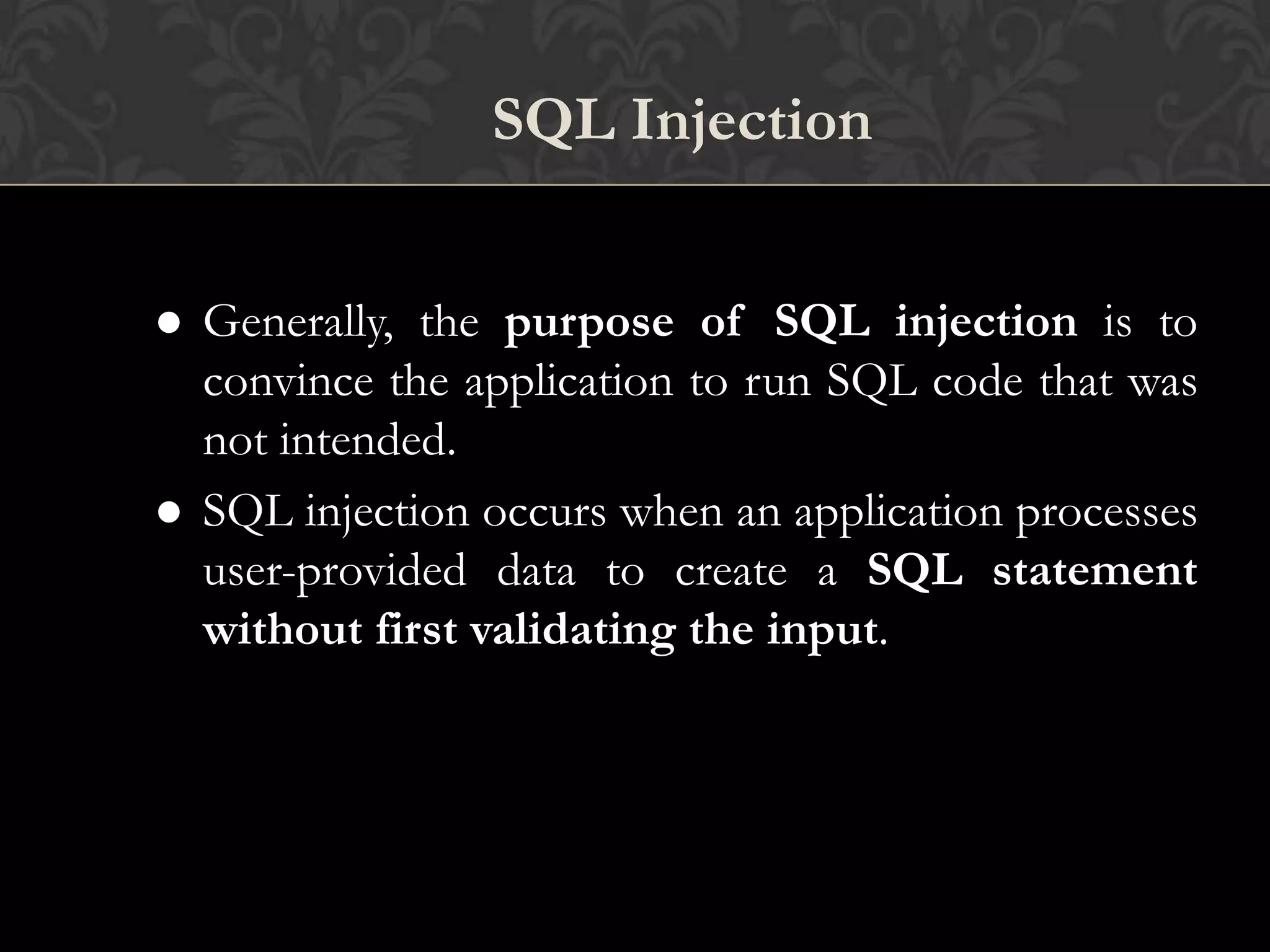 Sql injections (Basic bypass authentication) | PPT