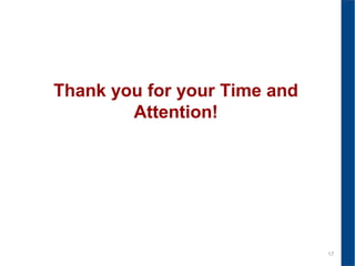 Thank you for your Time and
Attention!
17
 