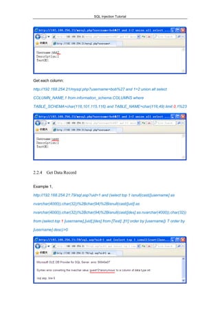 SQL Injection Tutorial | PDF