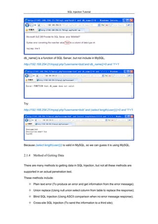 SQL Injection Tutorial | PDF