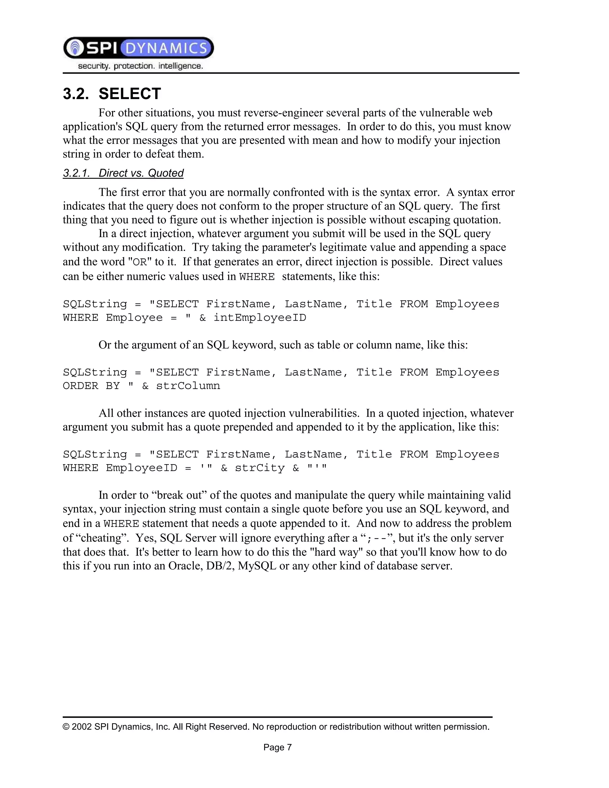 Sql Injection White Paper