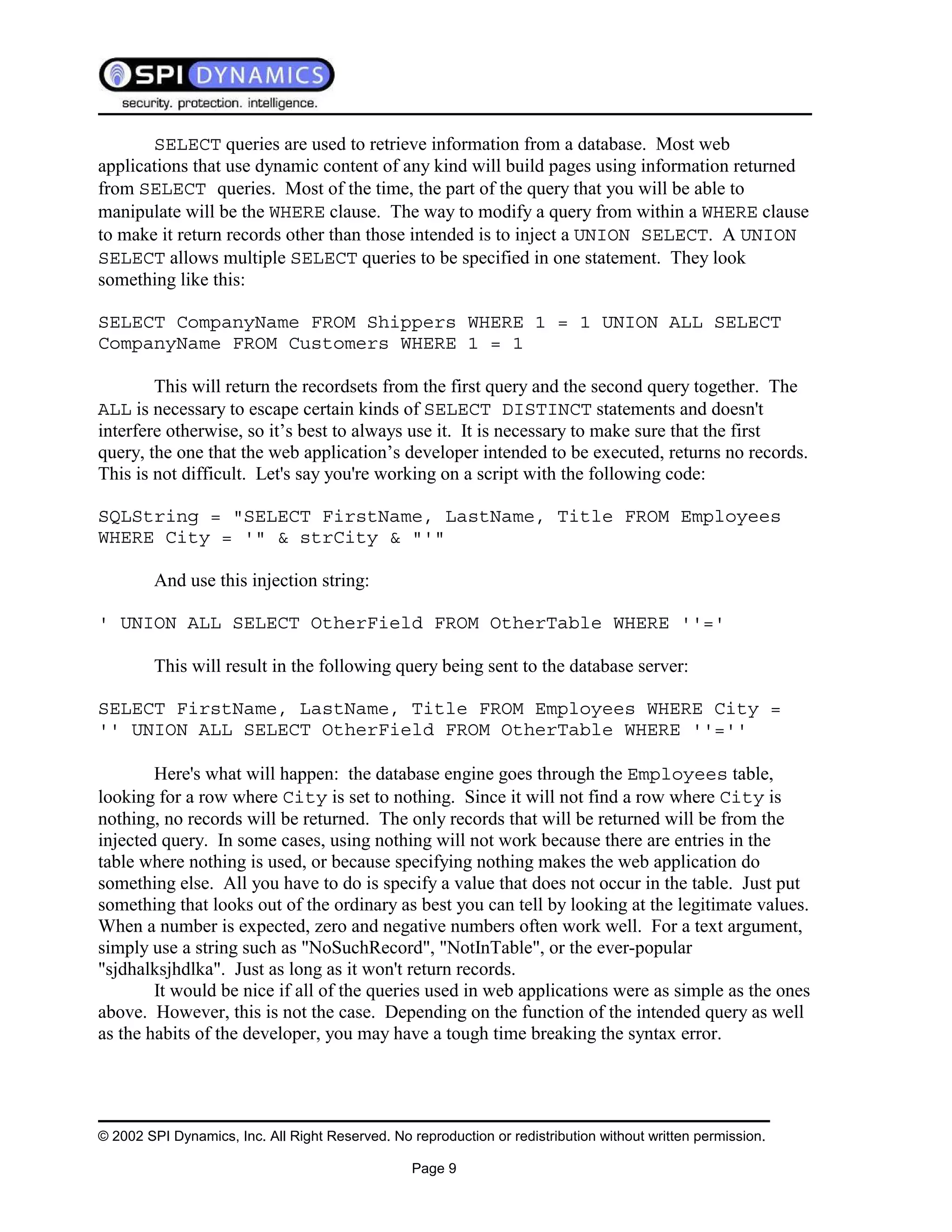 Sql Injection White Paper