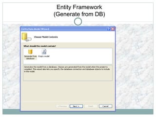 Entity Framework
(Generate from DB)
 
