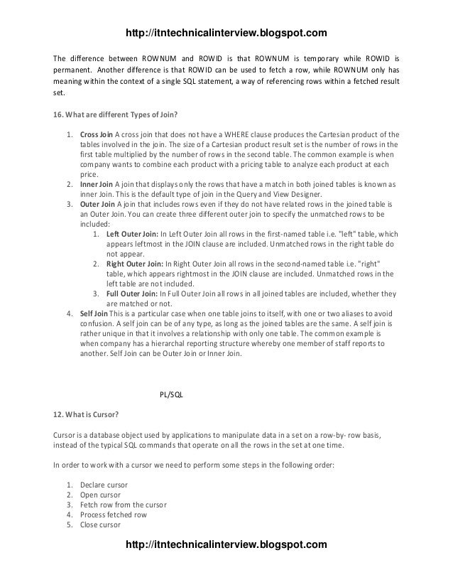 pl sql interview questions