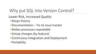 SQL in Version Control using SQL Server Database Projects | PPTX