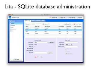 Lita - SQLite database administration
 