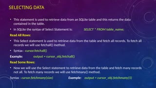 SQLite 3 chapter 4 BCA Notes Python NEP syllabus | PPTX