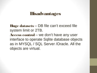 Sq lite database | PPT | Databases | Computer Software and Applications
