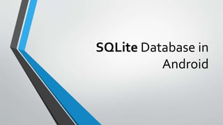 SQLite database in android | PPT