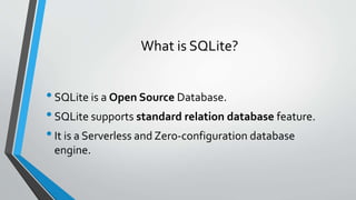 SQLite database in android | PPTX | Databases | Computer Software and ...
