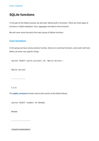 Sq lite functions | PDF