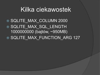 Amalgamowanie~104K (64K) linii kodu~3.5MiB~ 5-10% wzrostuwydajności~88 (67 .c, 12 .h)