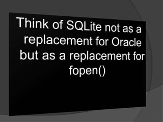 Kiedy inny RDBMS będzie lepszy?Aplikacje klient/serwerStrony o dużym obciążeniuBardzo duże zbiory danych >2TBWysoka współbieżność