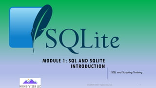 MODULE 1: SQL AND SQLITE
INTRODUCTION
SQL and Scripting Training
(C) 2020-2021 Highervista, LLC 1
 