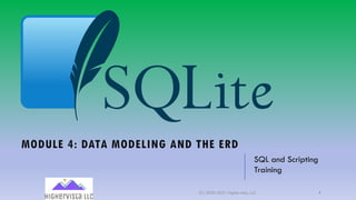 MODULE 4: DATA MODELING AND THE ERD
SQL and Scripting
Training
(C) 2020-2021 Highervista, LLC 1
 