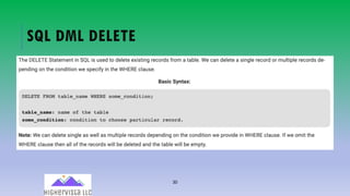 30
SQL DML DELETE
 