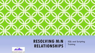RESOLVING M:N
RELATIONSHIPS
SQL and Scripting
Training
 