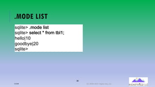 36
.MODE LIST
!"#$%&'()*+,&(#$!%
!"#$%&'(!&#&-%(.(/0+*(%1#23
4&##+526
7++,18&596
!"#$%&'
12/12/20 (C) 2020-2021 Highervista, LLC 36
 