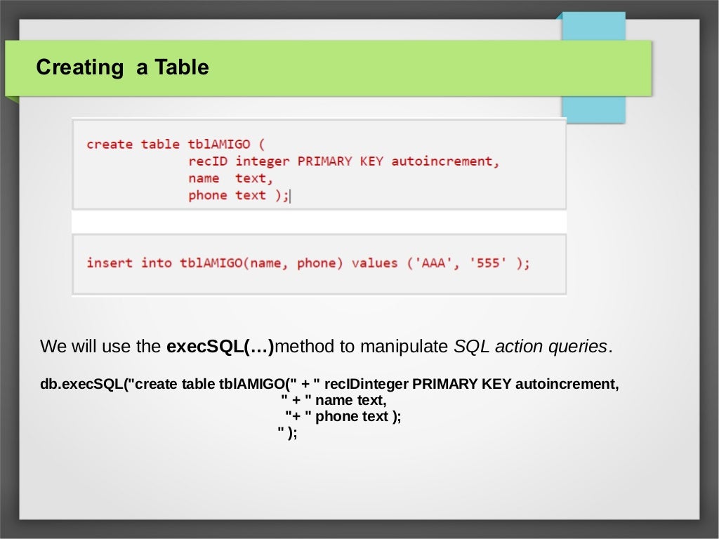 Sql lite android