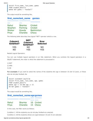 Sql logical operators | PDF