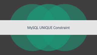MySQL UNIQUE Constraint
 