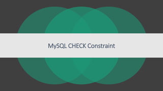 MySQL CHECK Constraint
 