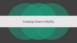 Creating Views in MySQL
 