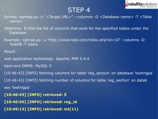 SQLMAP Tool Usage - A Heads Up | PPT