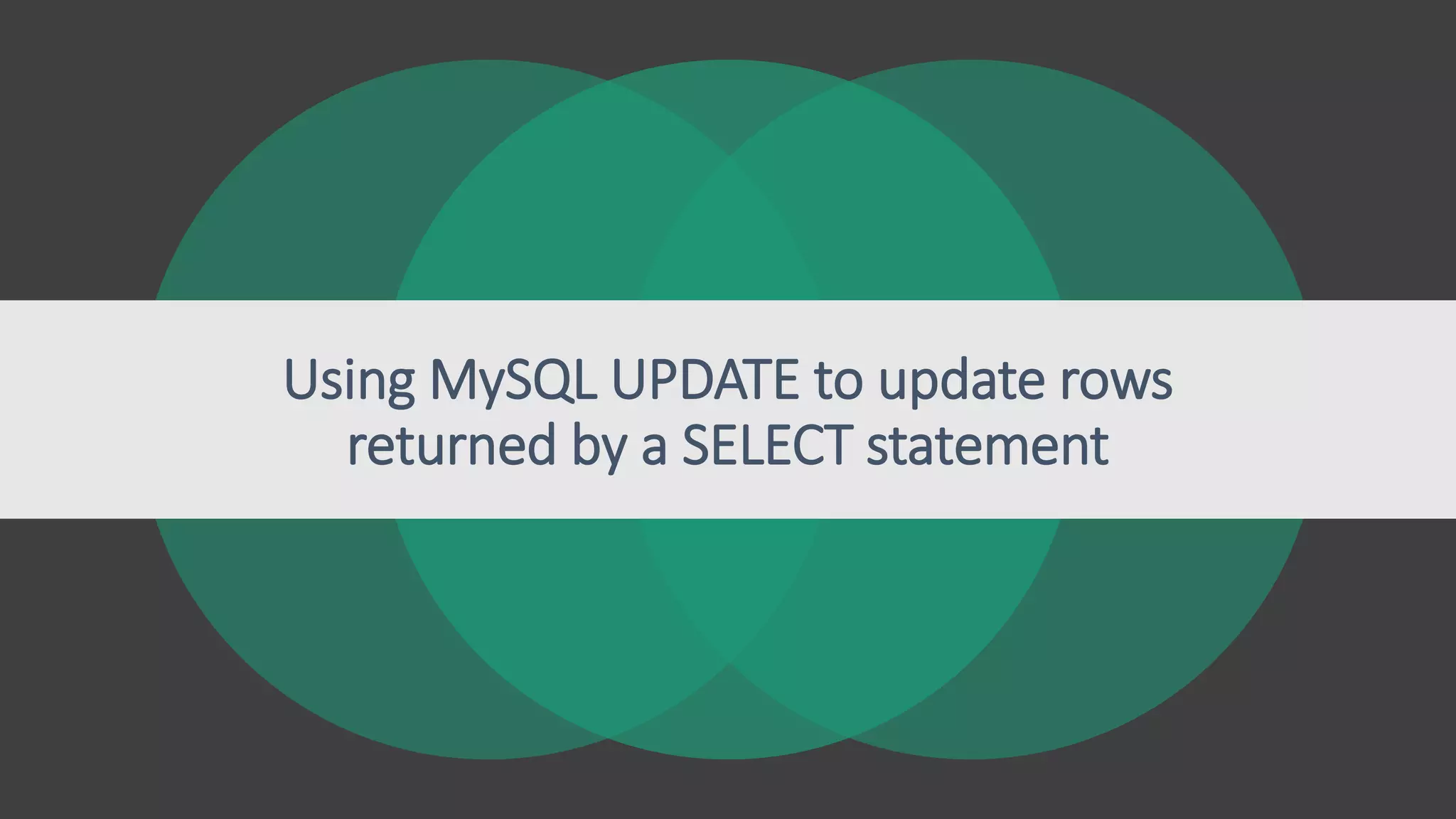 Using MySQL UPDATE to update rows
returned by a SELECT statement
 