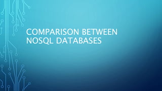 COMPARISON BETWEEN
NOSQL DATABASES
 
