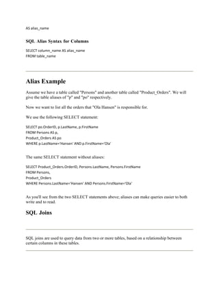 A must Sql notes for beginners | DOC