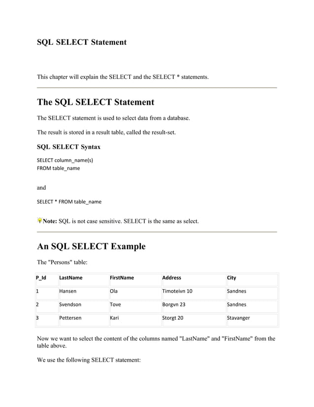 A must sql notes for beginners