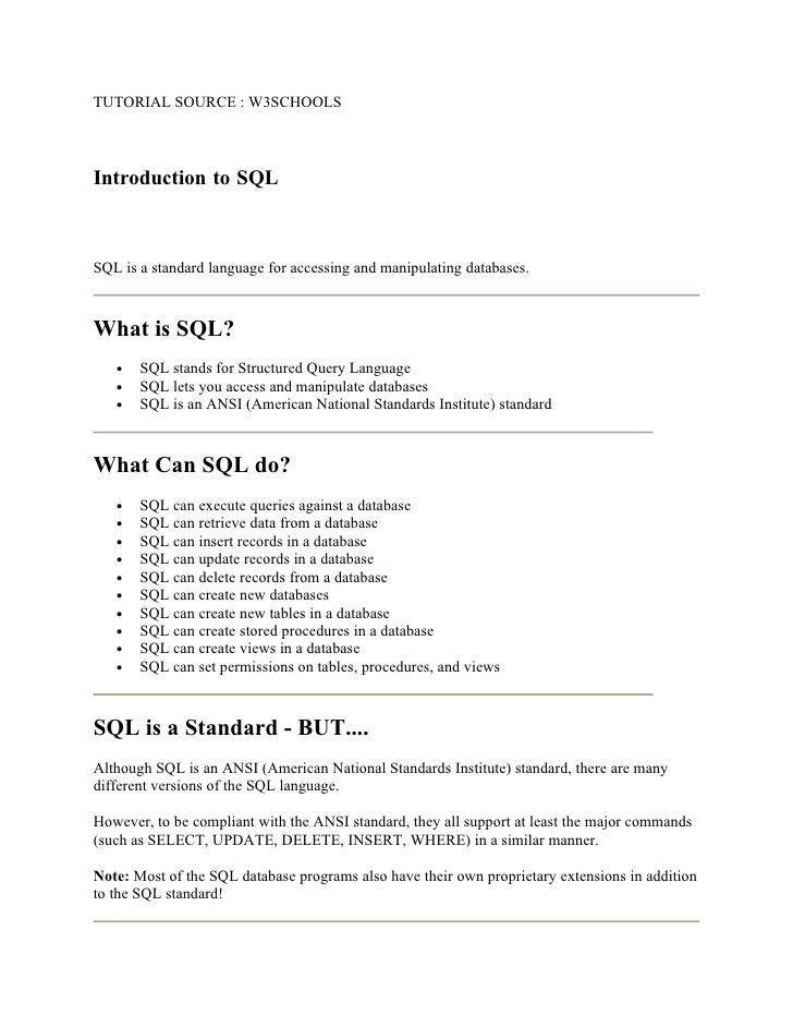 A must Sql notes for beginners