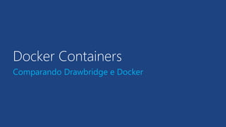 Docker Containers
Comparando Drawbridge e Docker
 