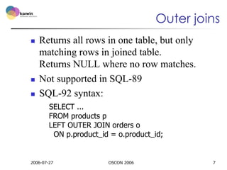 SQL Outer Joins for Fun and Profit | PPT
