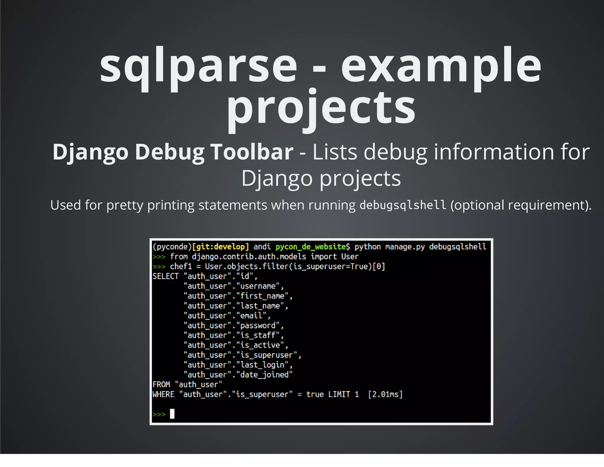 Sqlparse lightning talk ppt