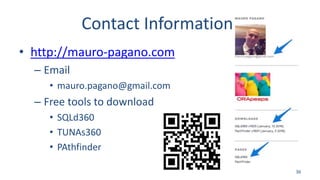 Contact Information
• http://mauro-pagano.com
– Email
• mauro.pagano@gmail.com
– Free tools to download
• SQLd360
• TUNAs360
• PAthfinder
36
 