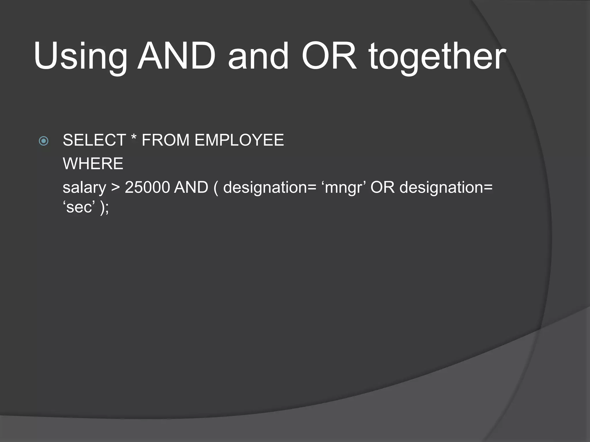 Oracle basic queries | PPT