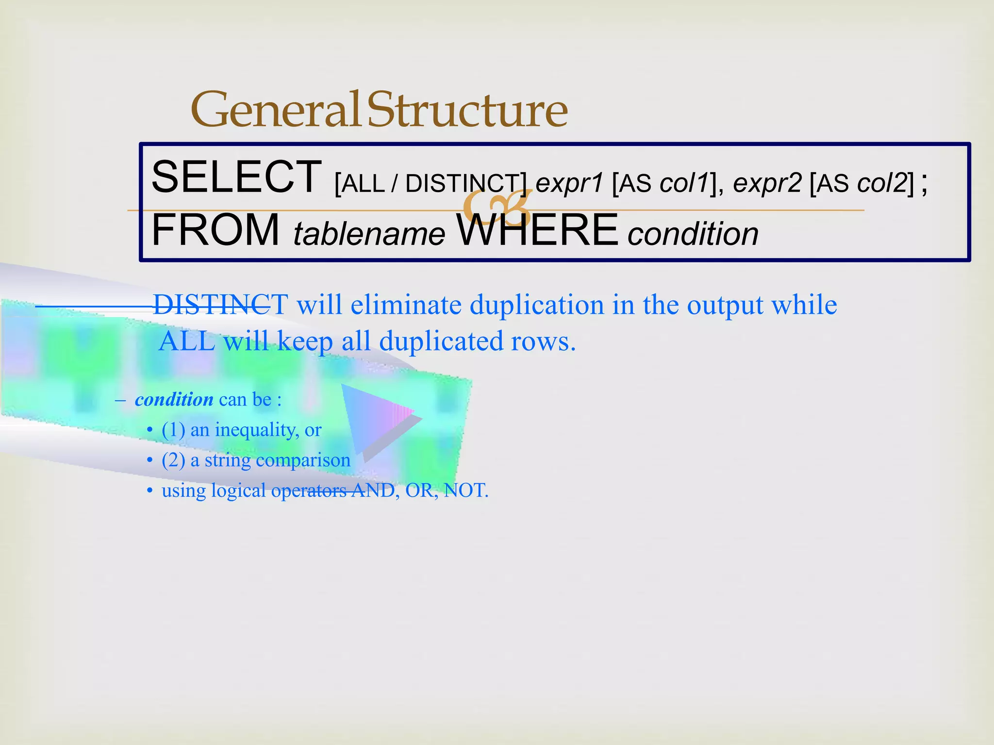 Sql queries presentation | PPTX