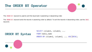 SQL PPT Blended Learning and their commands | PPT