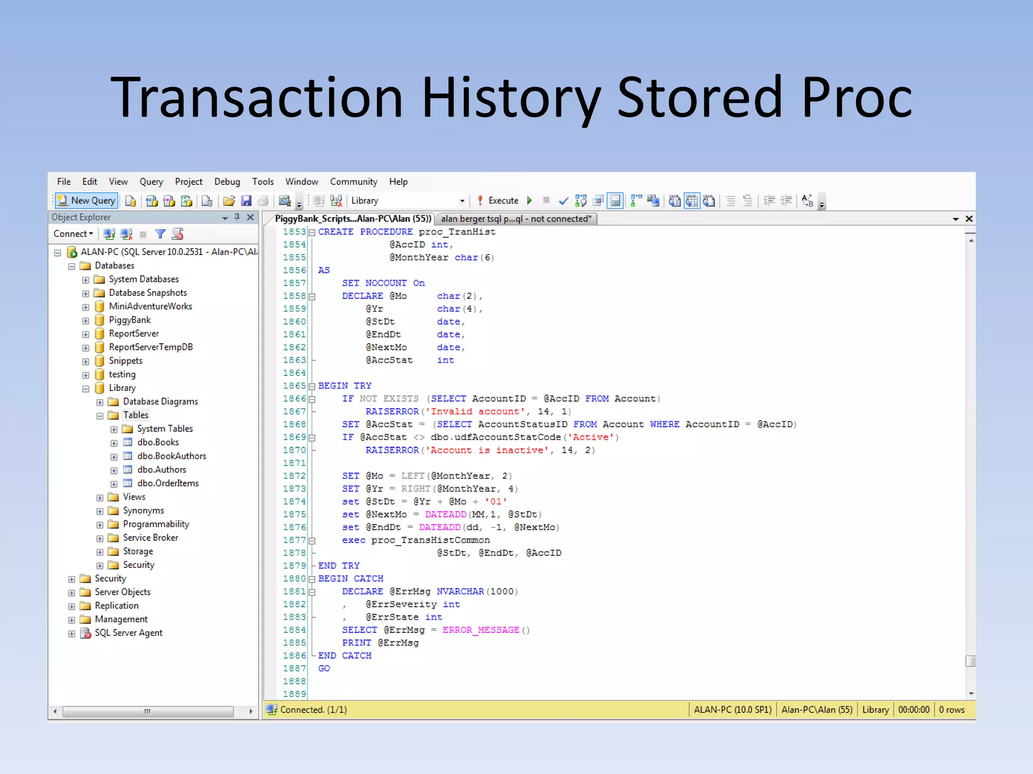 Create Indexed View				11Table of Contents (cont’d)SSRS/SSIS ProjectProject Description					12