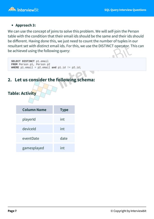 SQL Query Interview Questions | PDF