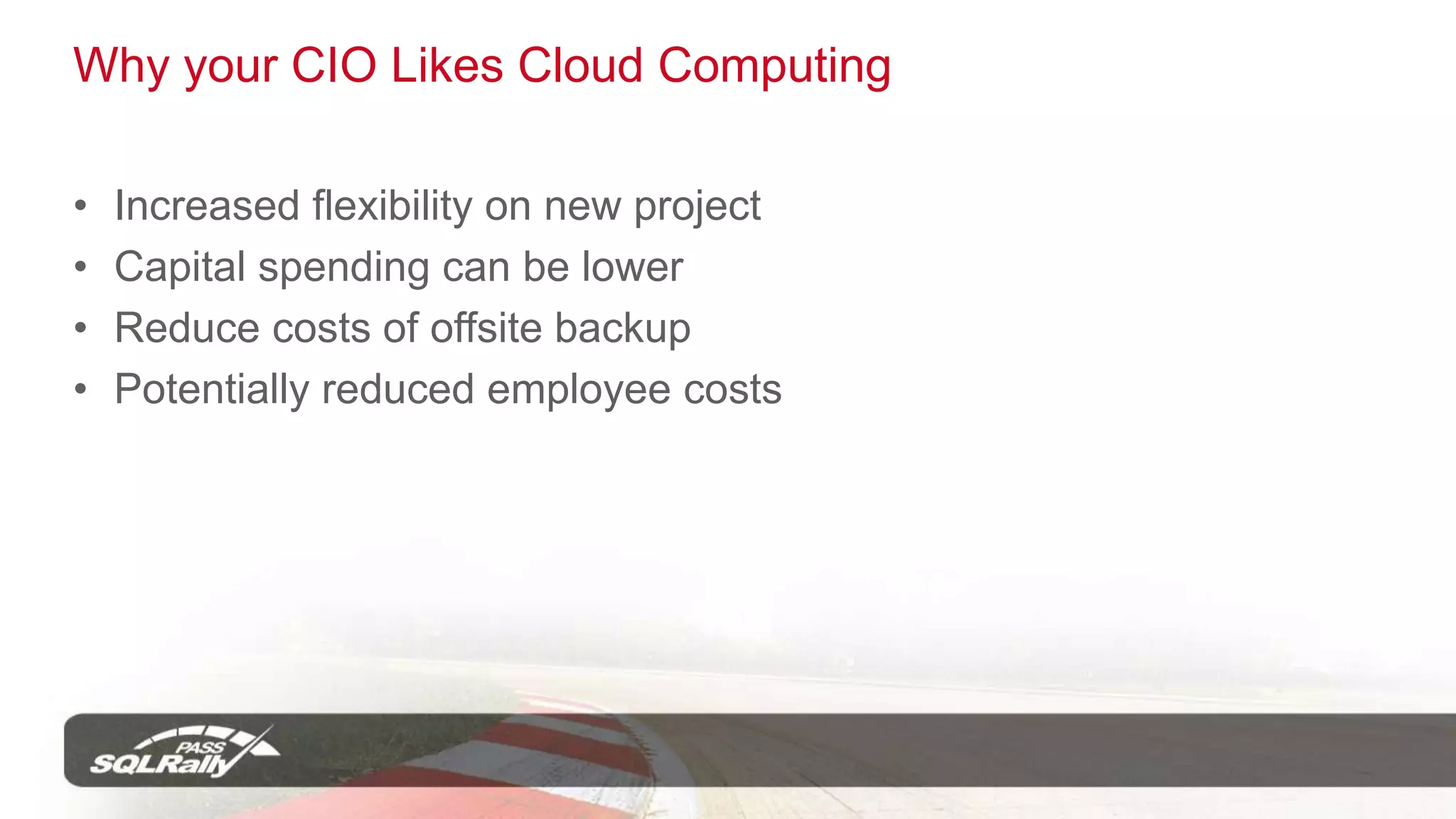 Blog—joedantoni.wordpress.comSession Objectives and TakeawaysObjectives:Understand Cloud ComputingBusiness cases for using SQL Azure/Cloud ComputingBuilding your SQL Azure DatabaseInteracting with and deploying code to you SQL Azure databaseReporting Services (coming soon, but demo’ed today)