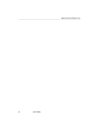 Sybase SQL Server Release 11.0.x




xii   List of Tables
 